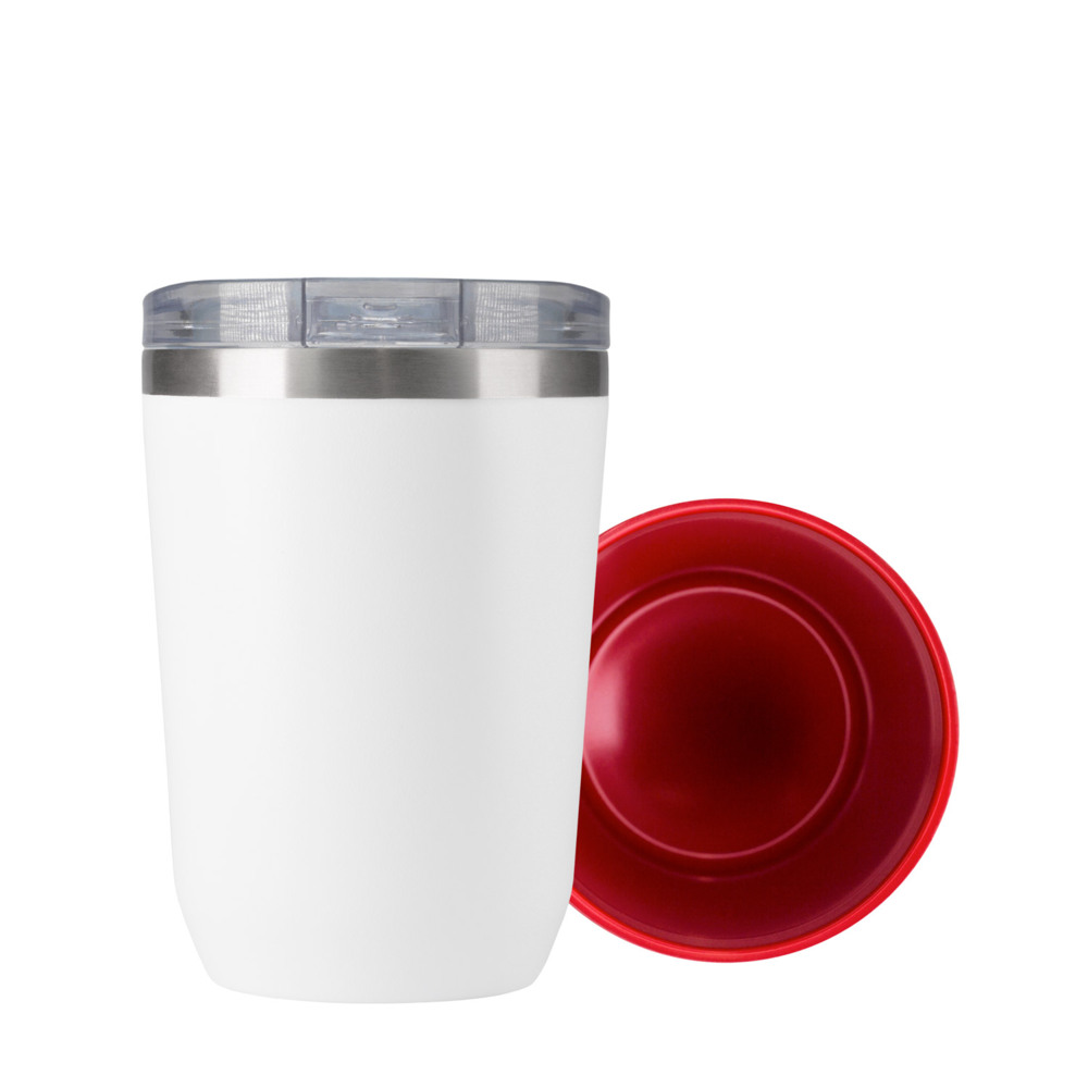 Термокружка вакуумная с керамическим покрытием Arctic, 380 ml, белый/красный
