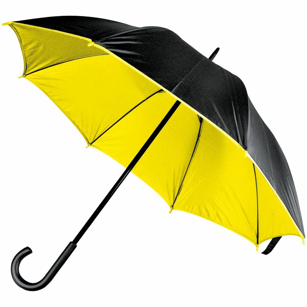 Зонт-трость с двойным куполом, черный с желтым