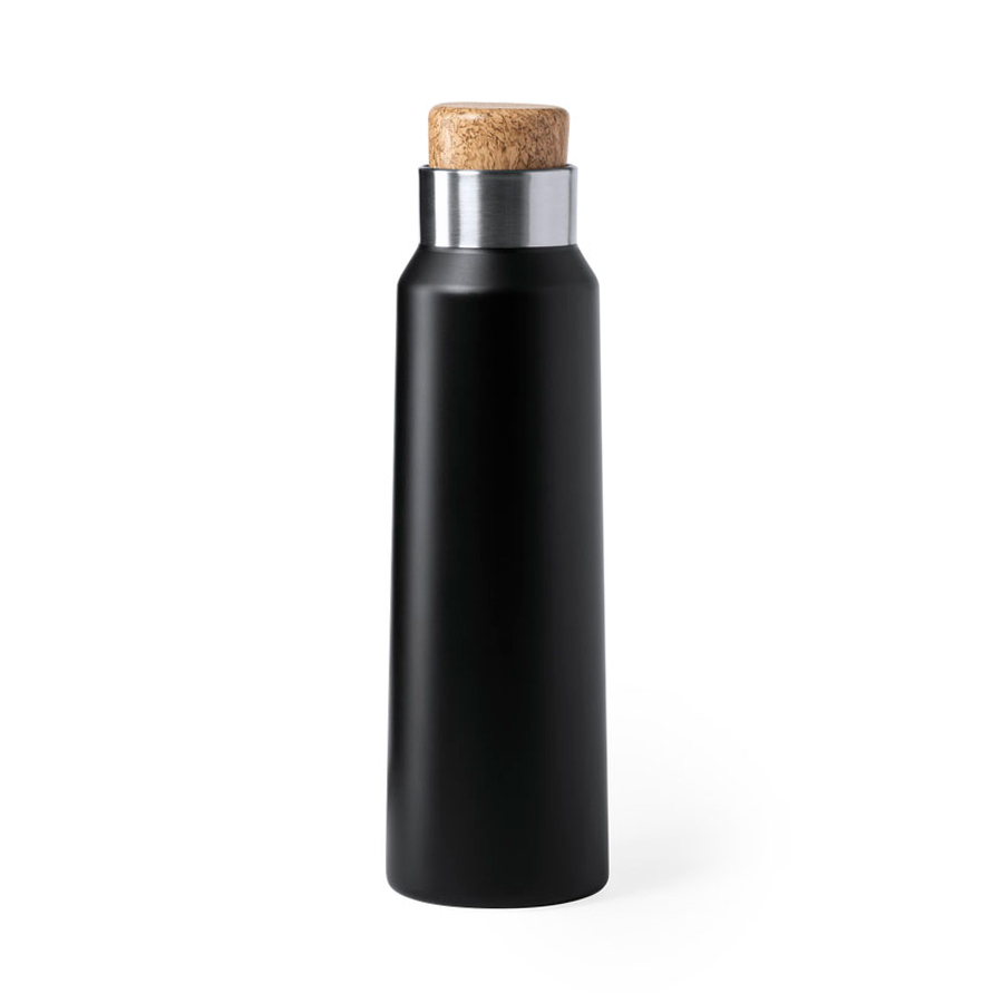 Бутылка для воды ANUKIN, 770 мл, нержавеющая сталь, натуральная пробка, черная