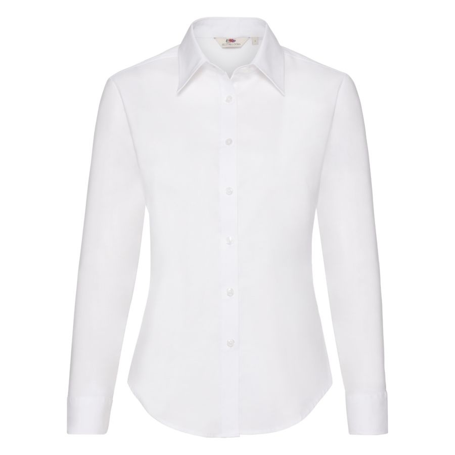 Рубашка &quot;Lady-Fit Long Sleeve Oxford Shirt&quot;, белый_XS, 70% х/б, 30% п/э, 130 г/м2