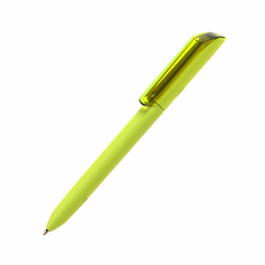 Ручка шариковая FLOW PURE,зеленое яблоко корпус/прозрачный клип, покрытие soft touch, пластик