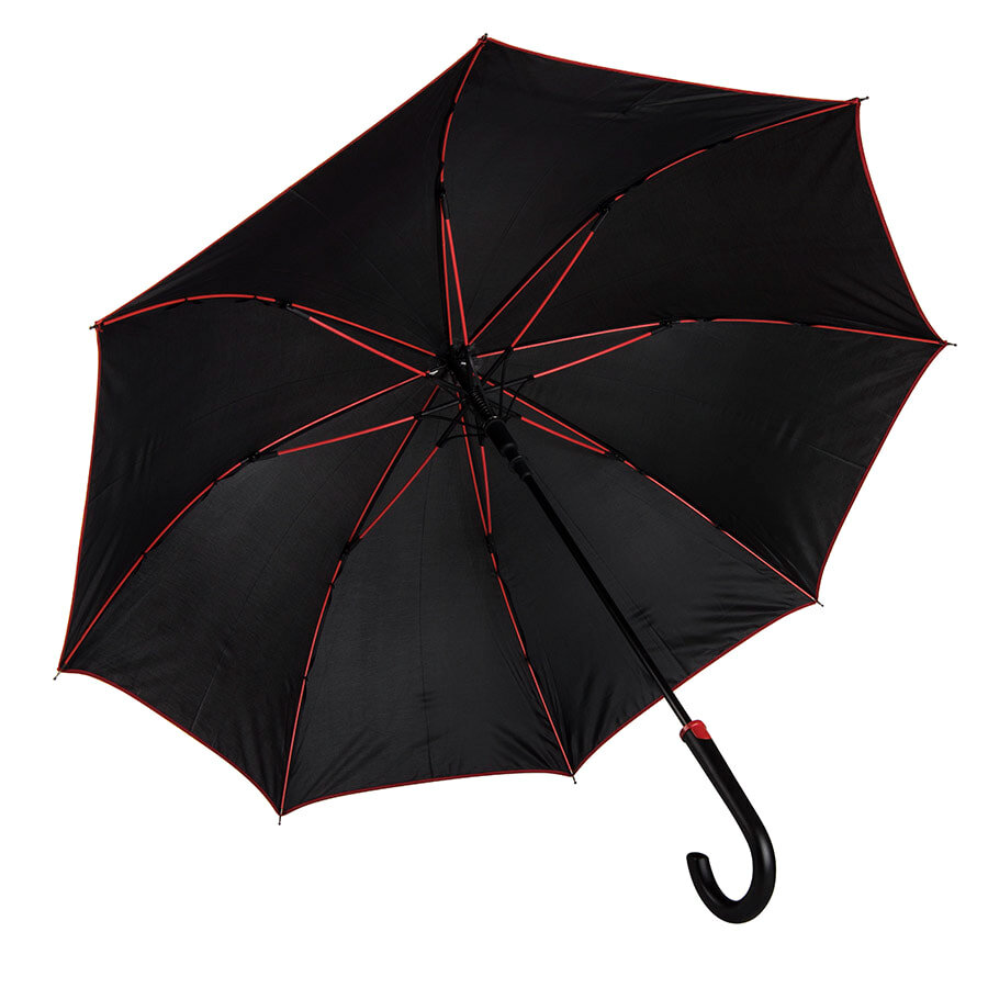 Зонт-трость &quot;Back to black&quot;, полуавтомат, нейлон, черный с красным