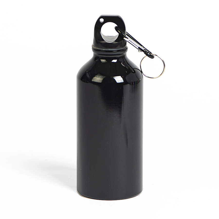 Бутылка для воды &quot;Mento-1&quot;, алюминиевая, с карабином, 400 мл., черный