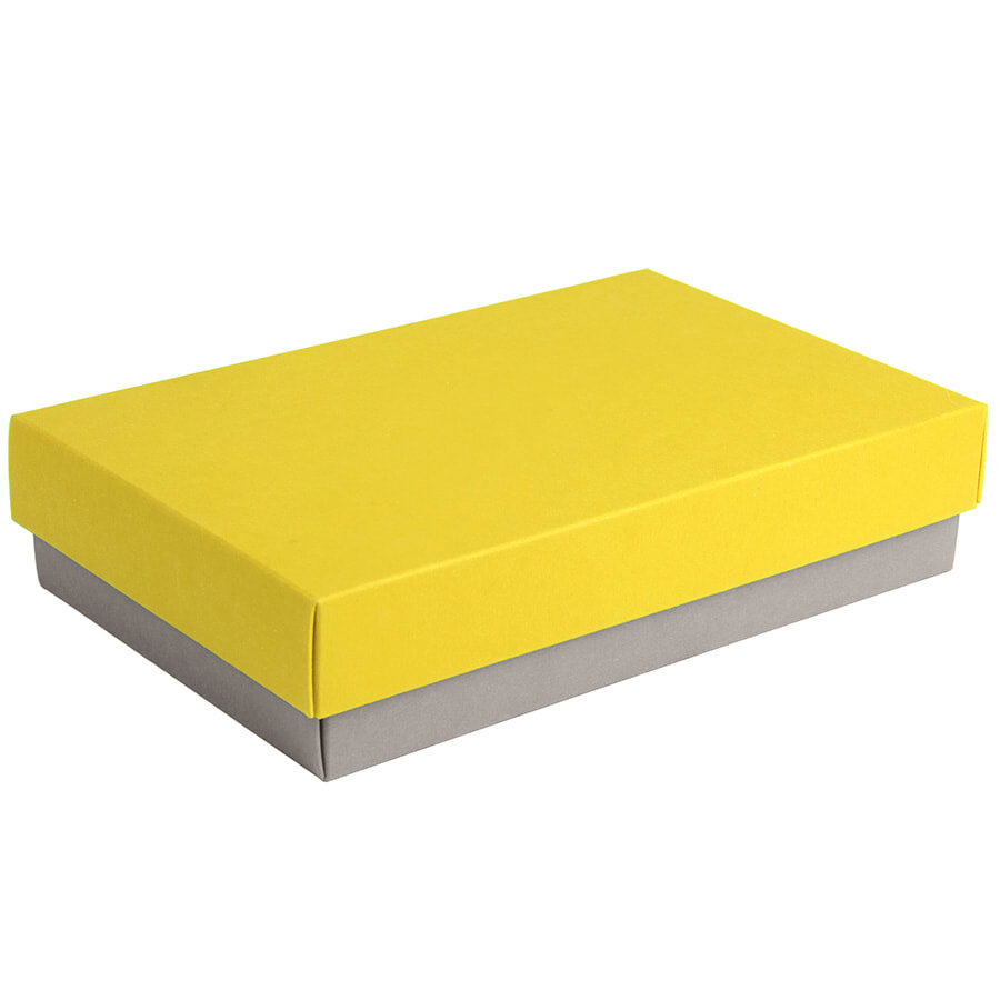 Коробка подарочная CRAFT BOX, 17,5*11,5*4 см, серый, желтый, картон 