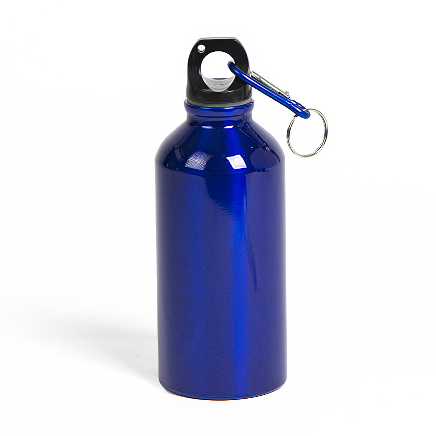 Бутылка для воды &quot;Mento-1&quot;, алюминиевая, с карабином, 400 мл., синий