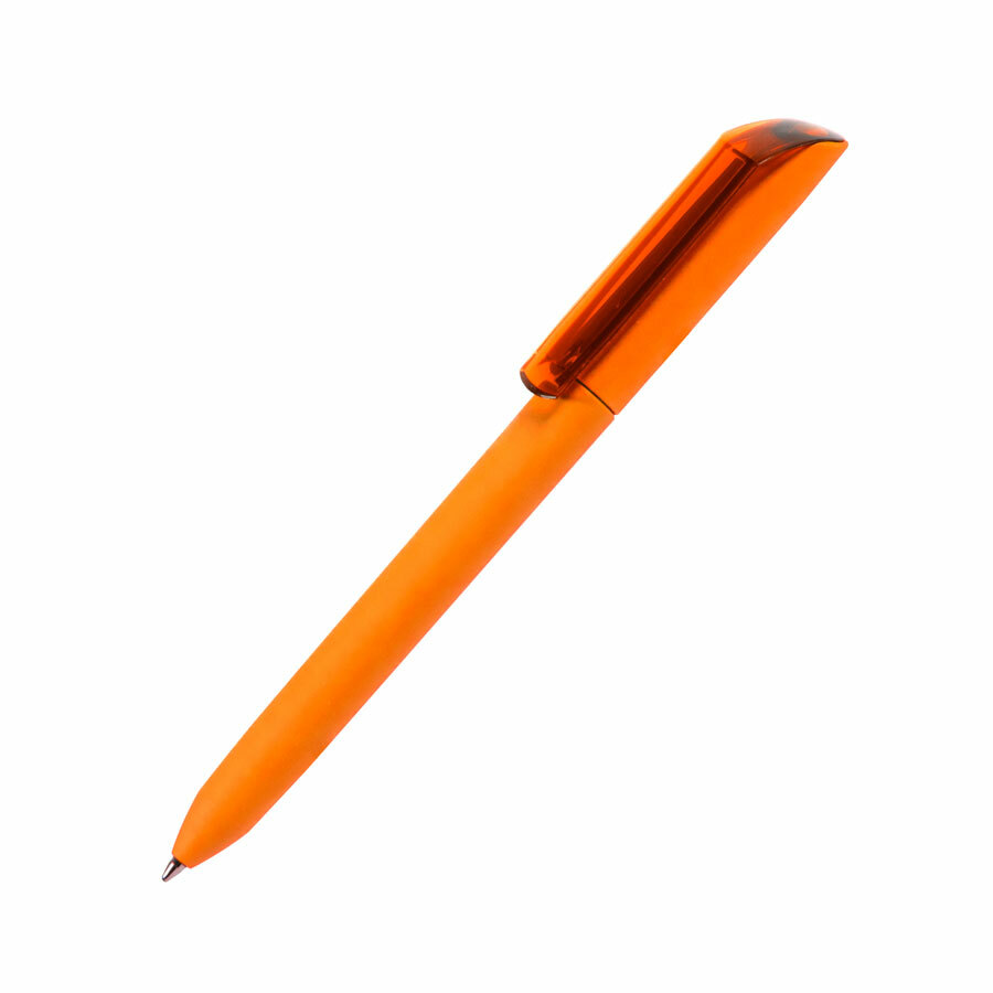 Ручка шариковая FLOW PURE,оранжевый корпус/прозрачный клип, покрытие soft touch, пластик