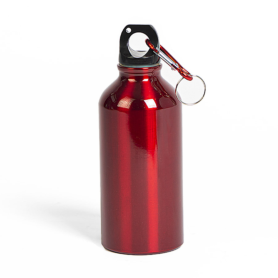 Бутылка для воды &quot;Mento-1&quot;, алюминиевая, с карабином, 400 мл., красный
