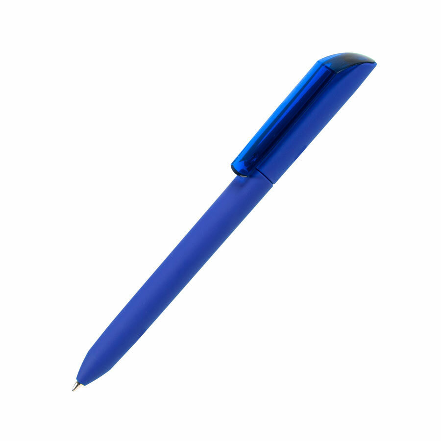 Ручка шариковая FLOW PURE,синий корпус/прозрачный клип, покрытие soft touch, пластик