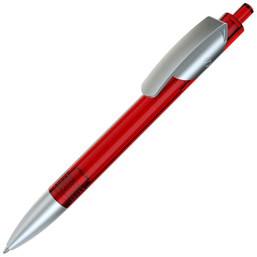 TRIS LX SAT, ручка шариковая, прозрачный красный/серебристый, пластик