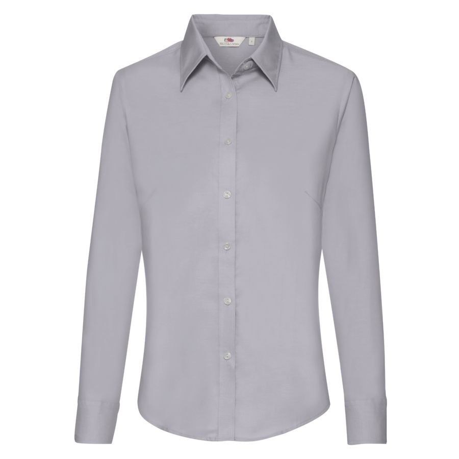 Рубашка &quot;Lady-Fit Long Sleeve Oxford Shirt&quot;, светло-серый_L, 70% х/б, 30% п/э, 135 г/м2