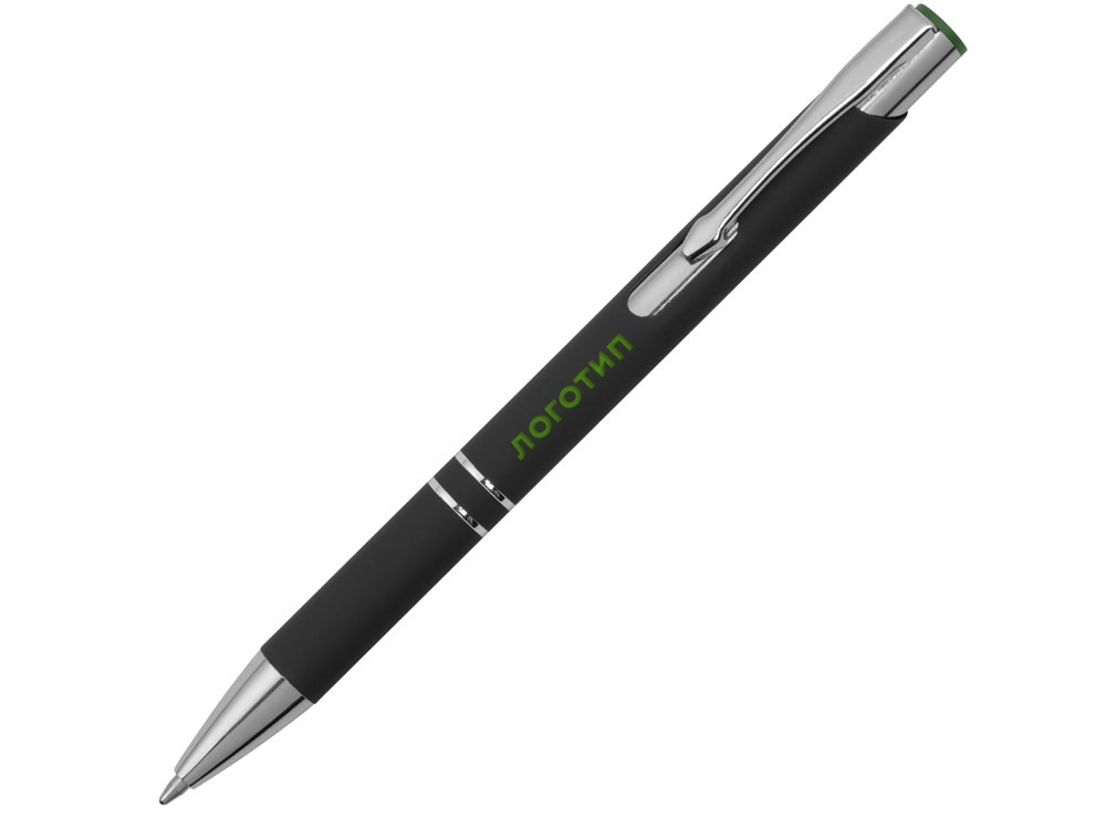 Ручка металлическая шариковая &quot;Legend Mirror Gum&quot; софт-тач с цветным слоем, черный / зеленый