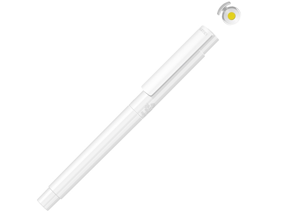 Капиллярная ручка в корпусе из переработанного материала rPET &quot;RECYCLED PET PEN PRO FL», белый с желтыми чернилами
