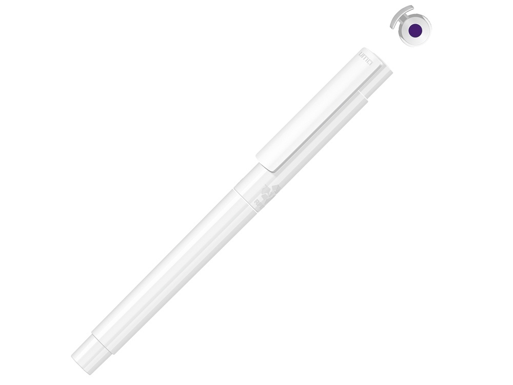 Капиллярная ручка в корпусе из переработанного материала rPET &quot;RECYCLED PET PEN PRO FL», белый с фиолетовыми чернилами