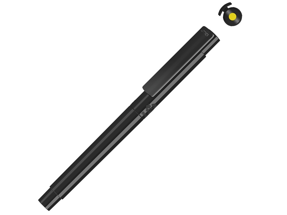 Капиллярная ручка в корпусе из переработанного материала rPET &quot;RECYCLED PET PEN PRO FL», черный с желтыми чернилами