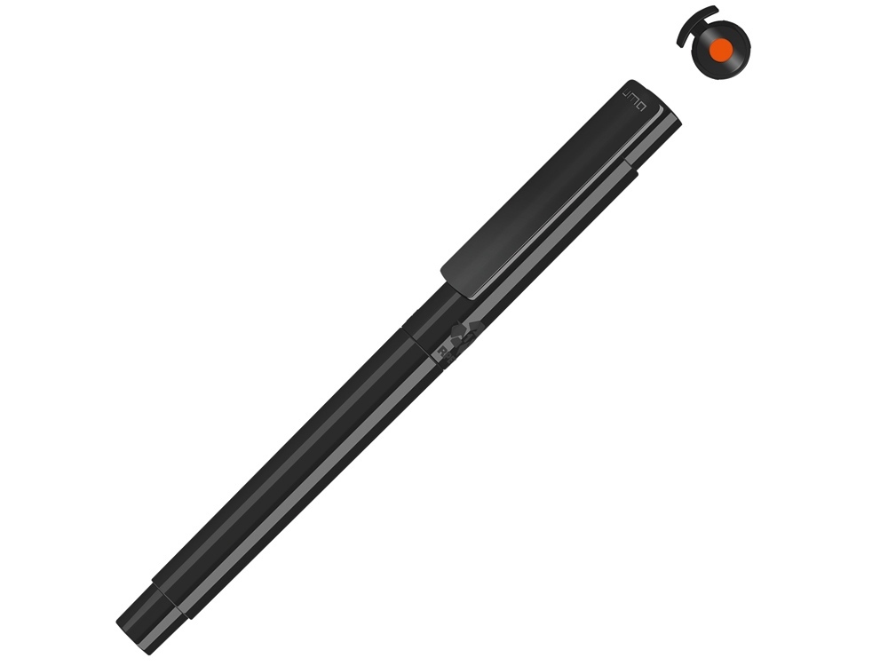Капиллярная ручка в корпусе из переработанного материала rPET &quot;RECYCLED PET PEN PRO FL», черный с оранжевыми чернилами