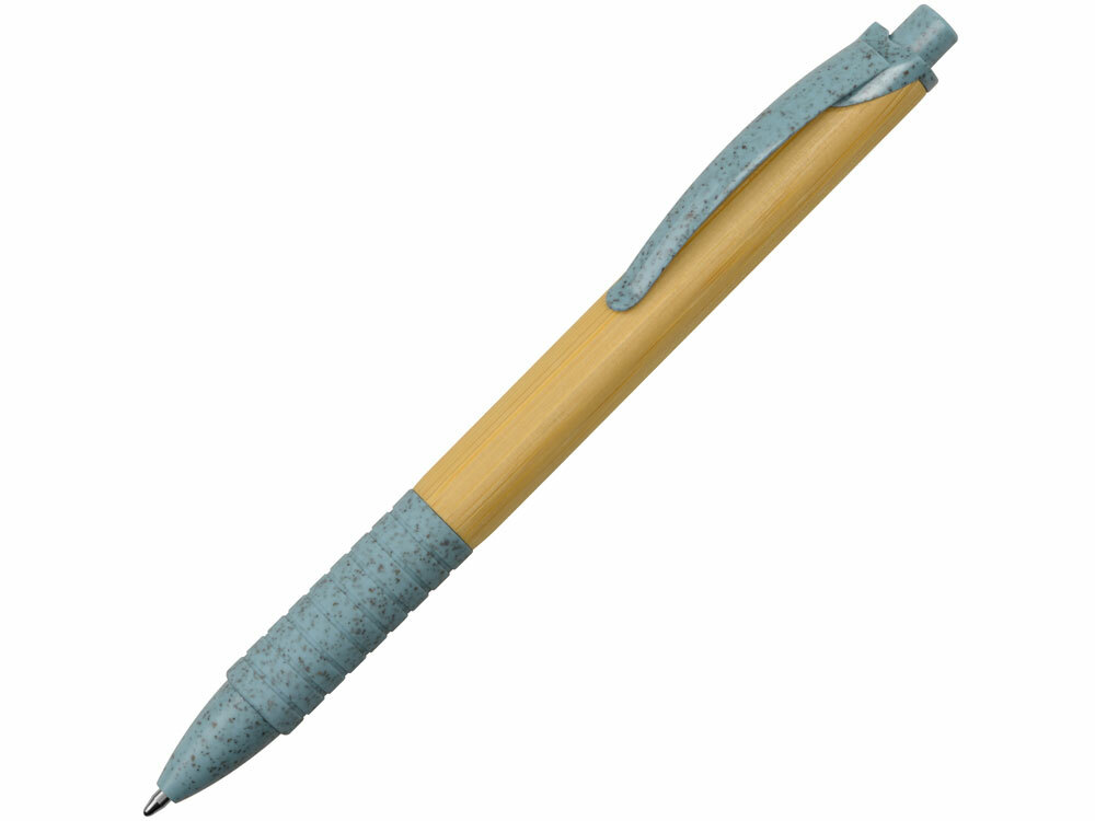 Ручка из бамбука и переработанной пшеницы шариковая &quot;Nara&quot;, бамбук/синий