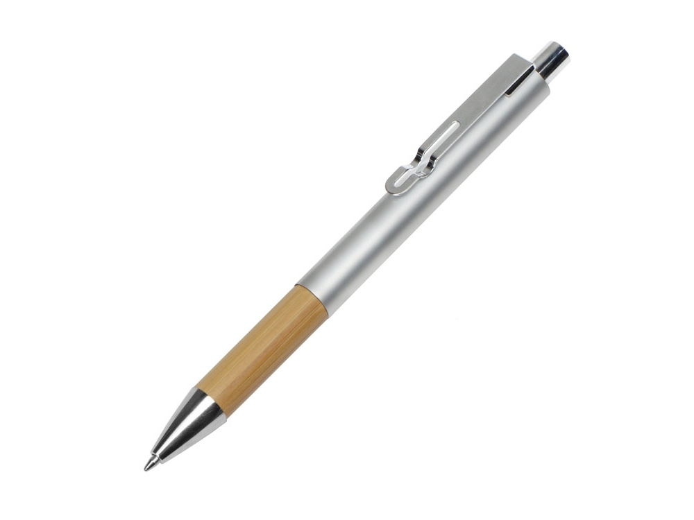 Ручка металлическая шариковая &quot;Sleek&quot;, серебристый/бамбук