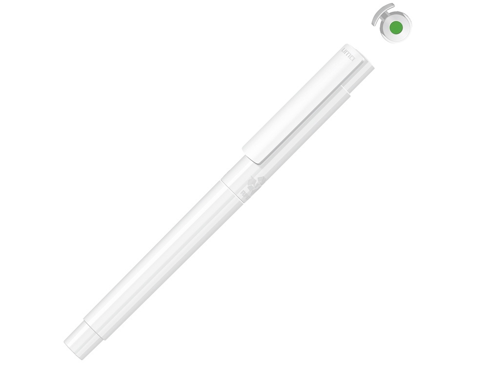 Капиллярная ручка в корпусе из переработанного материала rPET &quot;RECYCLED PET PEN PRO FL», белый с салатовыми чернилами