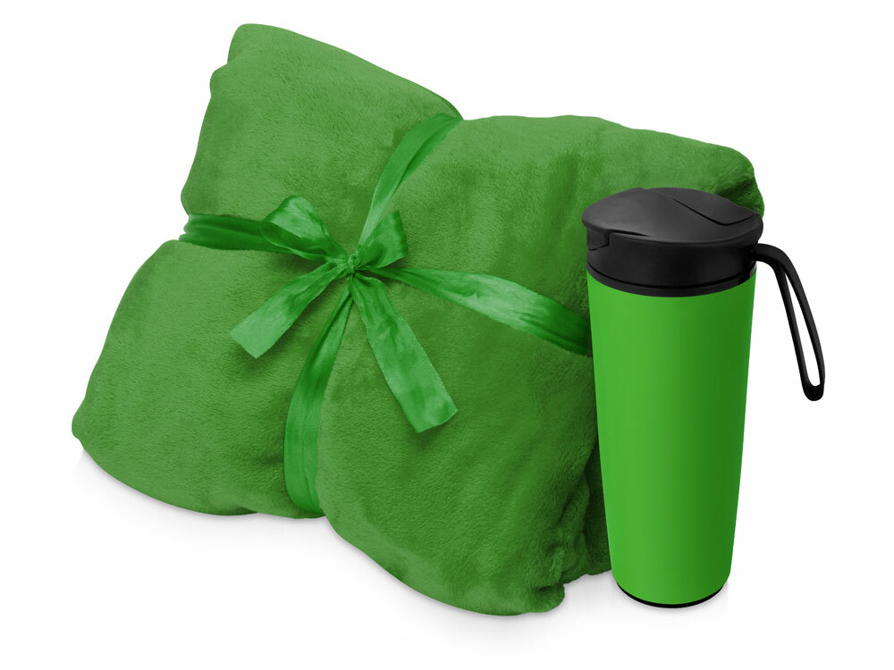 Подарочный набор с пледом, термокружкой &quot;Dreamy hygge&quot;, зеленый