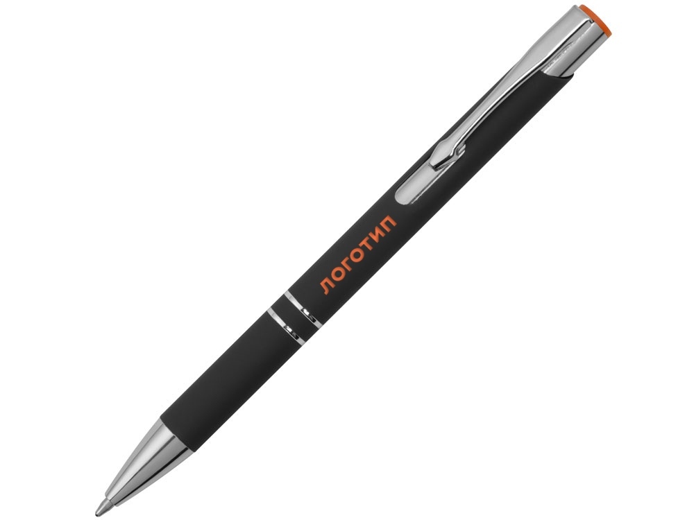 Ручка металлическая шариковая &quot;Legend Mirror Gum&quot; софт-тач с цветным слоем, черный / оранжевый