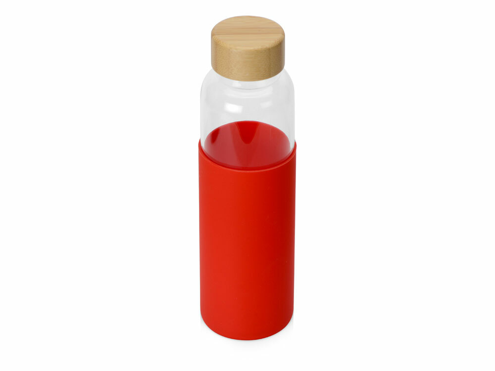 Бутылка для воды стеклянная &quot;Refine&quot;, в чехле, 550 мл, красный
