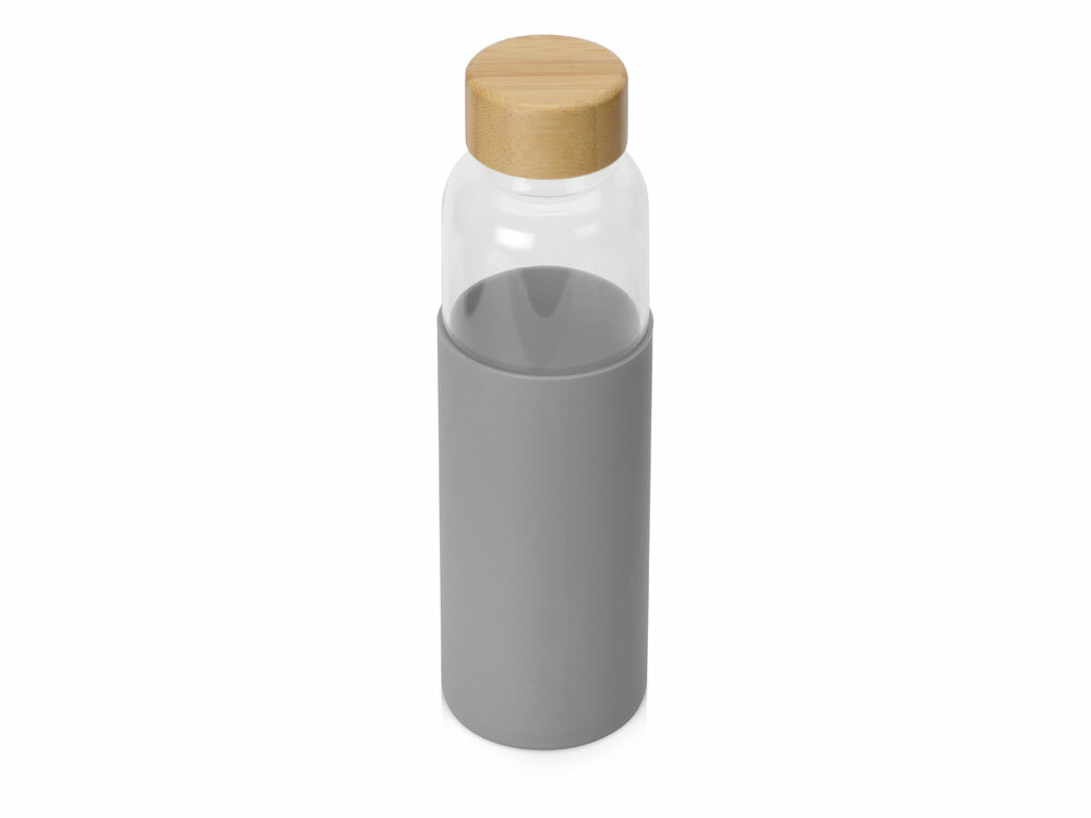 Бутылка для воды стеклянная &quot;Refine&quot;, в чехле, 550 мл, серый