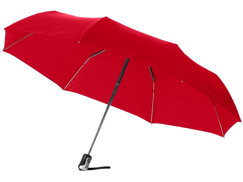 Зонт Alex трехсекционный автоматический 21,5&quot;, красный