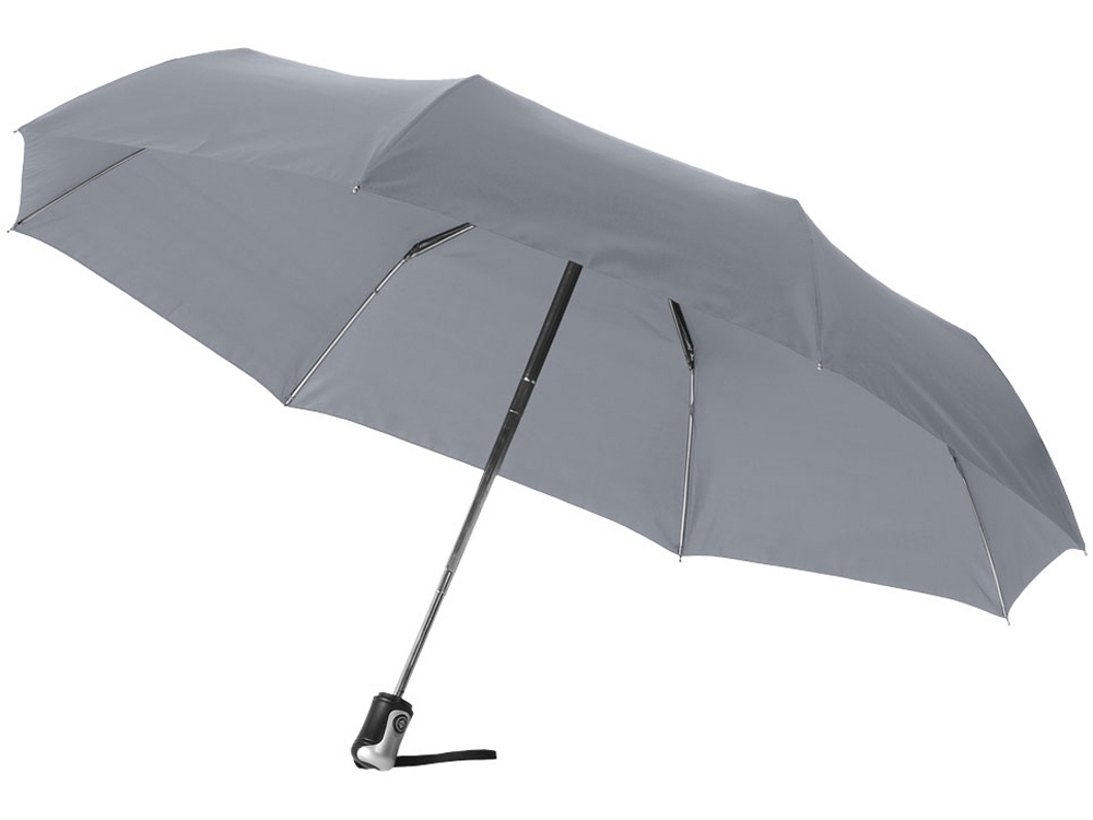 Зонт Alex трехсекционный автоматический 21,5&quot;, серый