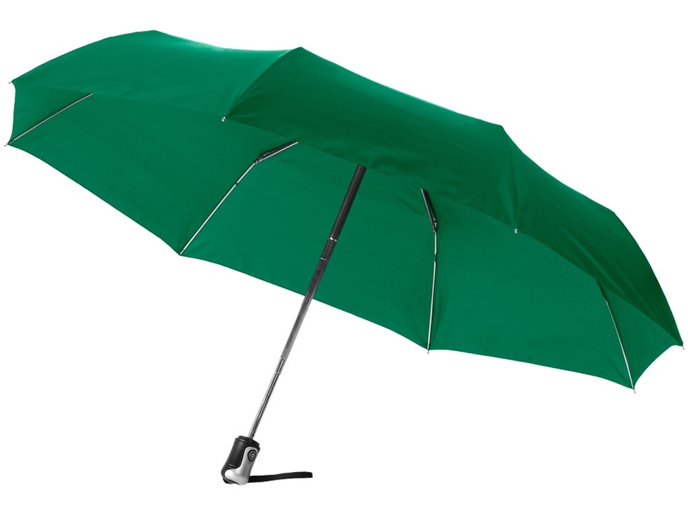 Зонт Alex трехсекционный автоматический 21,5&quot;, зеленый