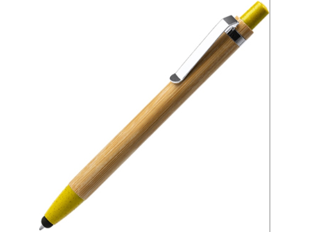 Ручка-стилус шариковая NAGOYA с бамбуковым корпусом, натуральный/желтый
