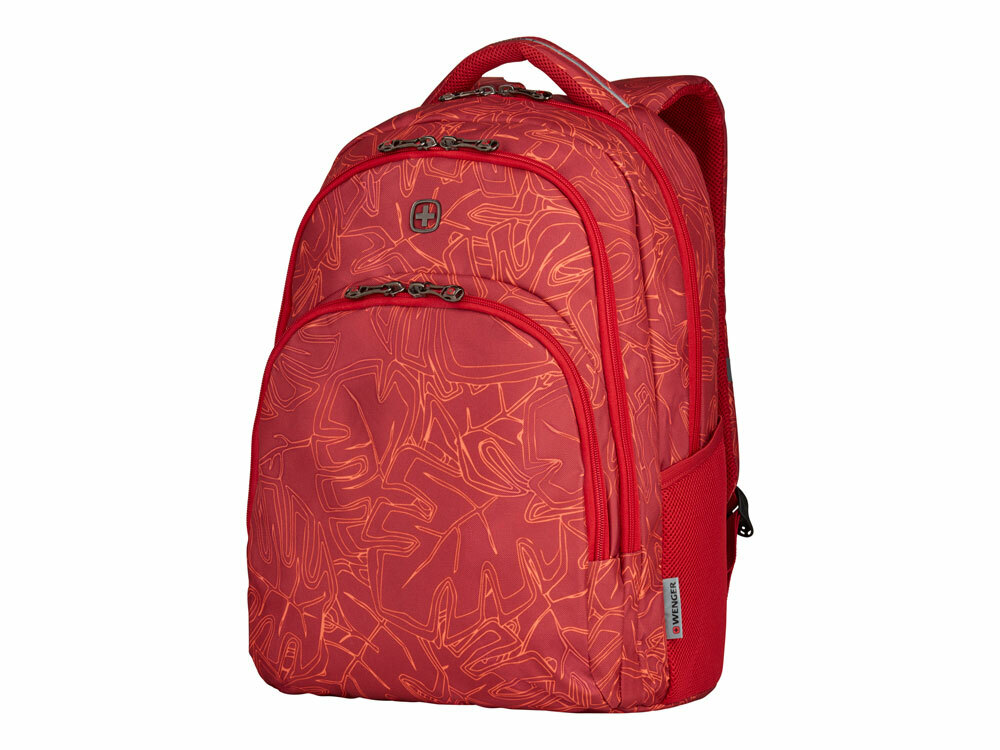 Рюкзак WENGER 16&#039;&#039;, красный с рисунком, полиэстер, 34 x 26 x 47 см, 28 л