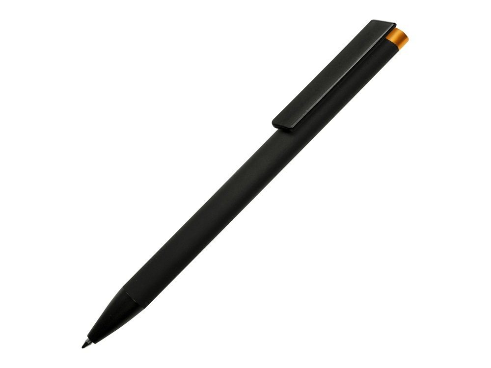 Ручка металлическая шариковая &quot;Taper Metal&quot; софт-тач с цветным зеркальным слоем, черный с оранжевым