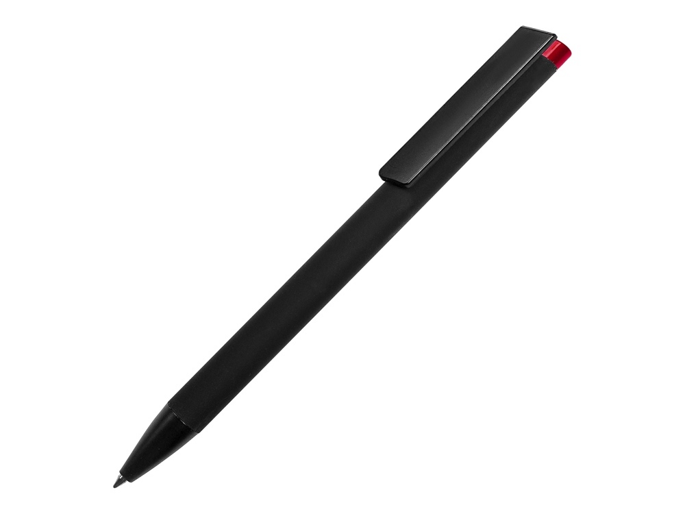 Ручка металлическая шариковая &quot;Taper Metal&quot; софт-тач с цветным зеркальным слоем, черный с красным