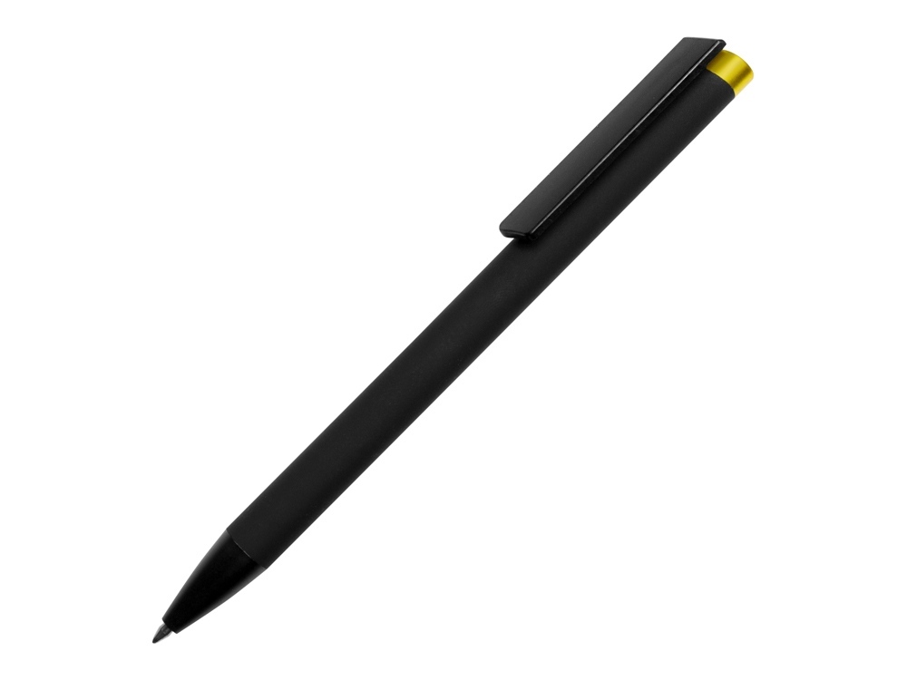 Ручка металлическая шариковая &quot;Taper Metal&quot; софт-тач с цветным зеркальным слоем, черный с желтым