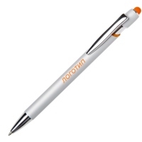 Ручка-стилус металлическая шариковая &quot;Sway  Monochrome&quot; с цветным зеркальным слоем, серебристый с оранжевым