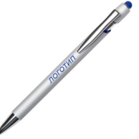 Ручка-стилус металлическая шариковая &quot;Sway  Monochrome&quot; с цветным зеркальным слоем, серебристый с темно-синим
