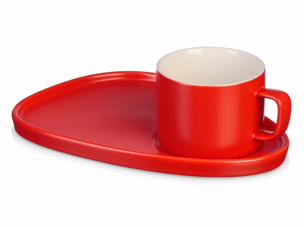 Чайная пара &quot;Brighton&quot; : блюдце овальное, чашка, коробка, красный