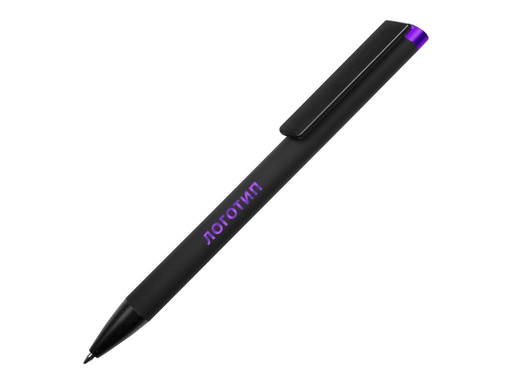 Ручка металлическая шариковая &quot;Taper Metal&quot; софт-тач с цветным зеркальным слоем, черный с фиолетовым