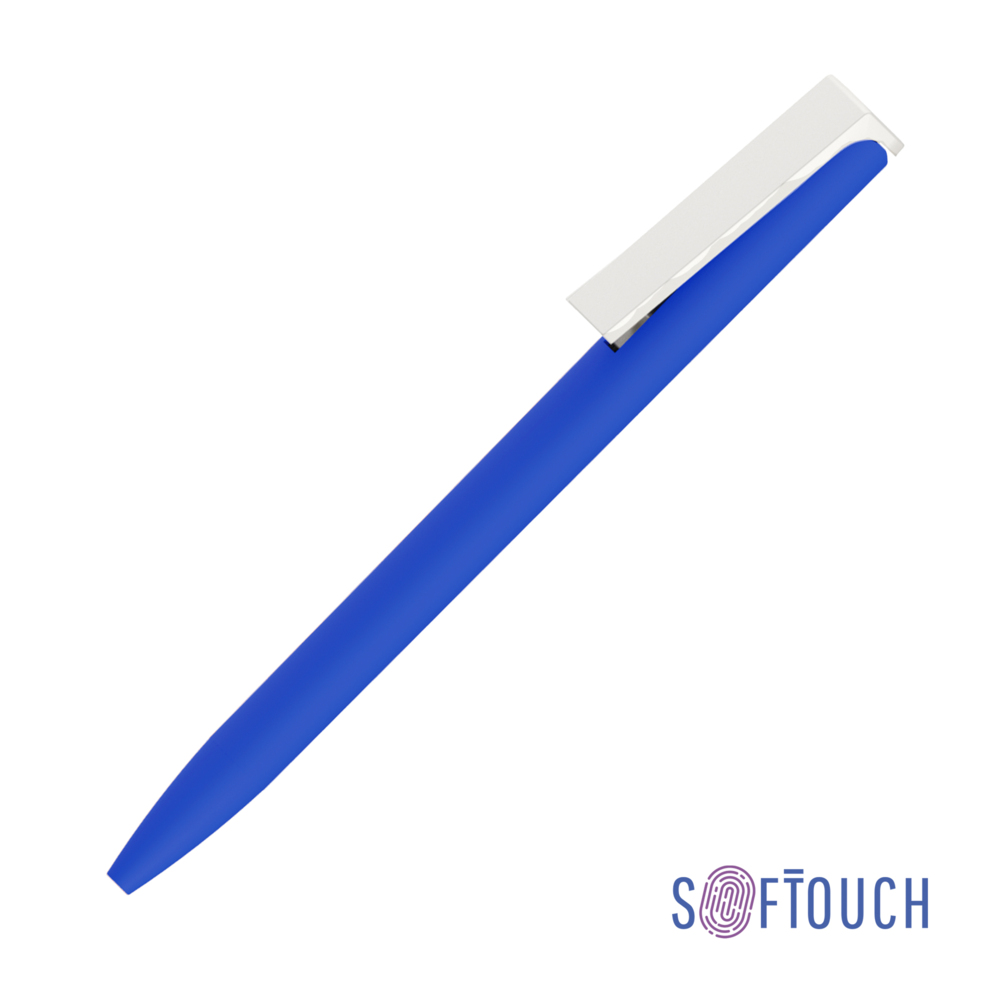 Ручка шариковая &quot;Clive&quot;, покрытие soft touch синий с белым