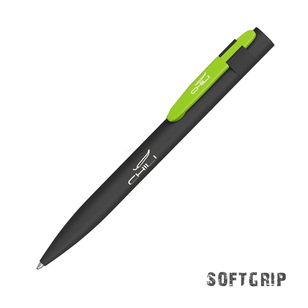 Ручка шариковая &quot;Lip SOFTGRIP&quot; черный с зеленым яблоком