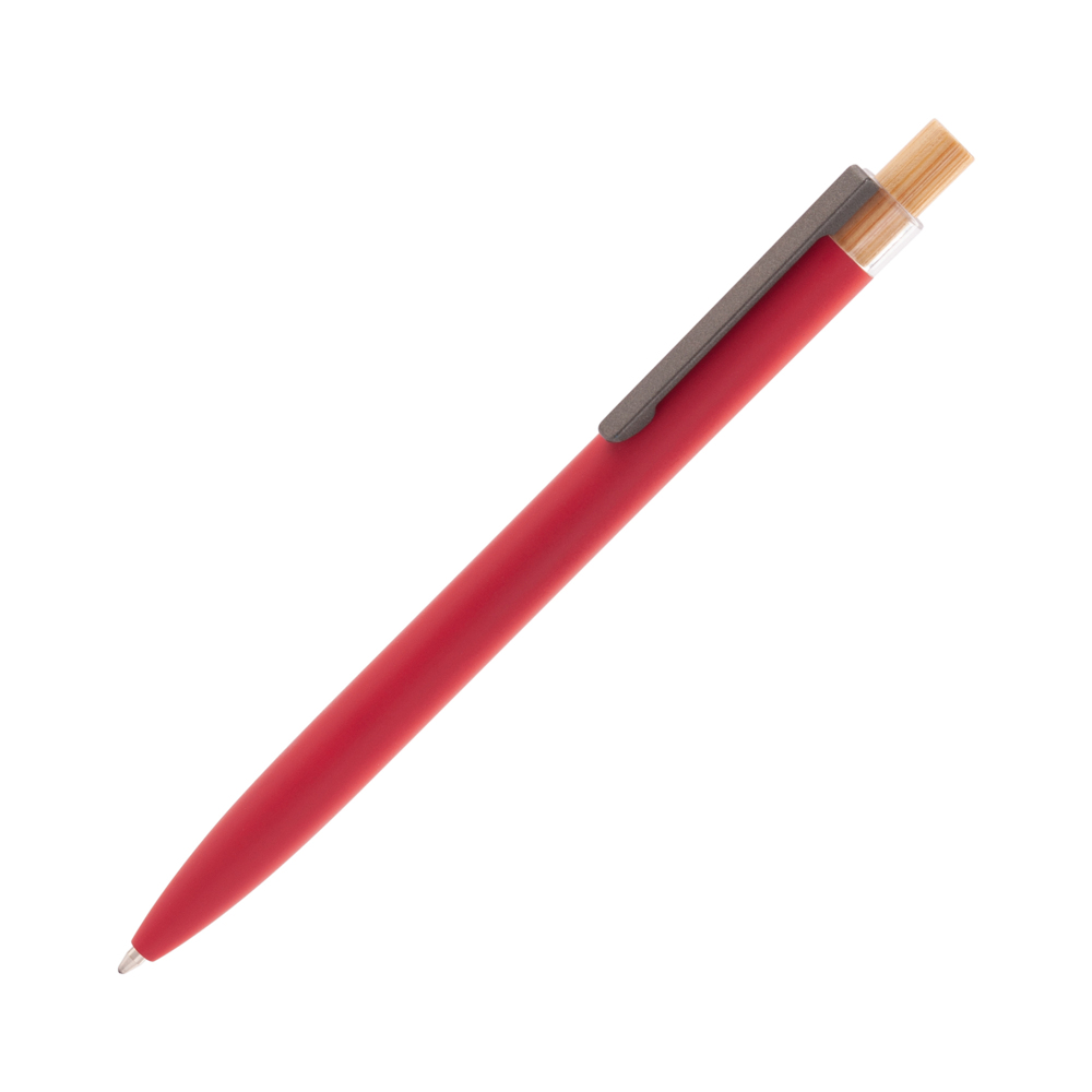 Ручка шариковая &quot;Matt&quot; из переработанного алюминия и пластика, с кнопкой из бамбука красный