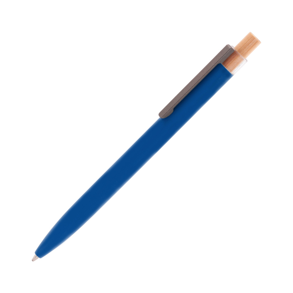 Ручка шариковая &quot;Matt&quot; из переработанного алюминия и пластика, с кнопкой из бамбука синий