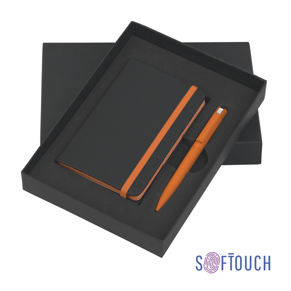 Подарочный набор &quot;Сардиния&quot;, покрытие soft touch черный с оранжевым