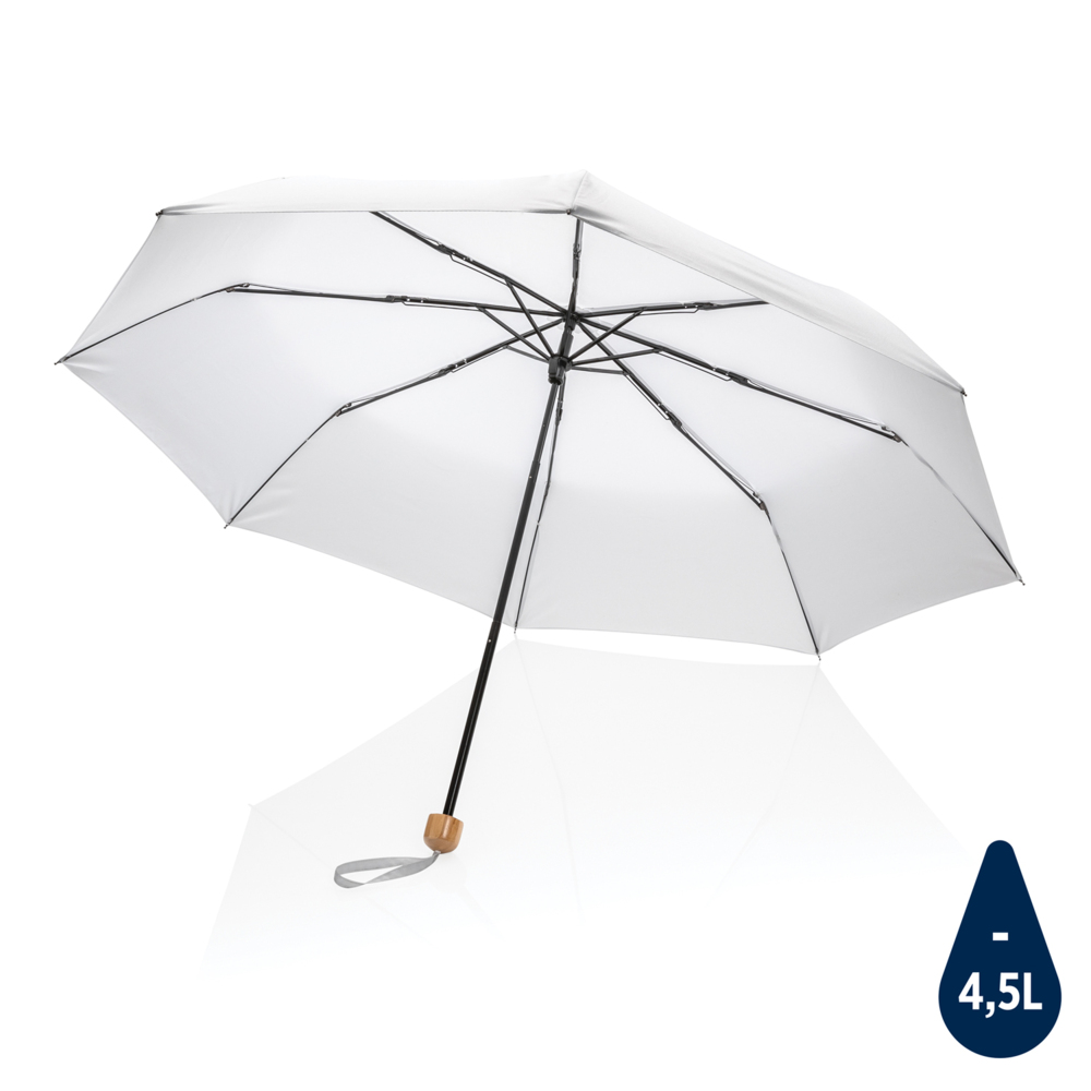 Компактный зонт Impact из RPET AWARE™ с бамбуковой ручкой, 20.5&quot;