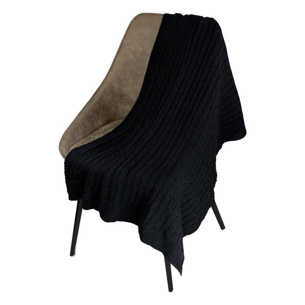 Плед Фадо (Fado) вязаный, темно-синий (без подарочной коробки)