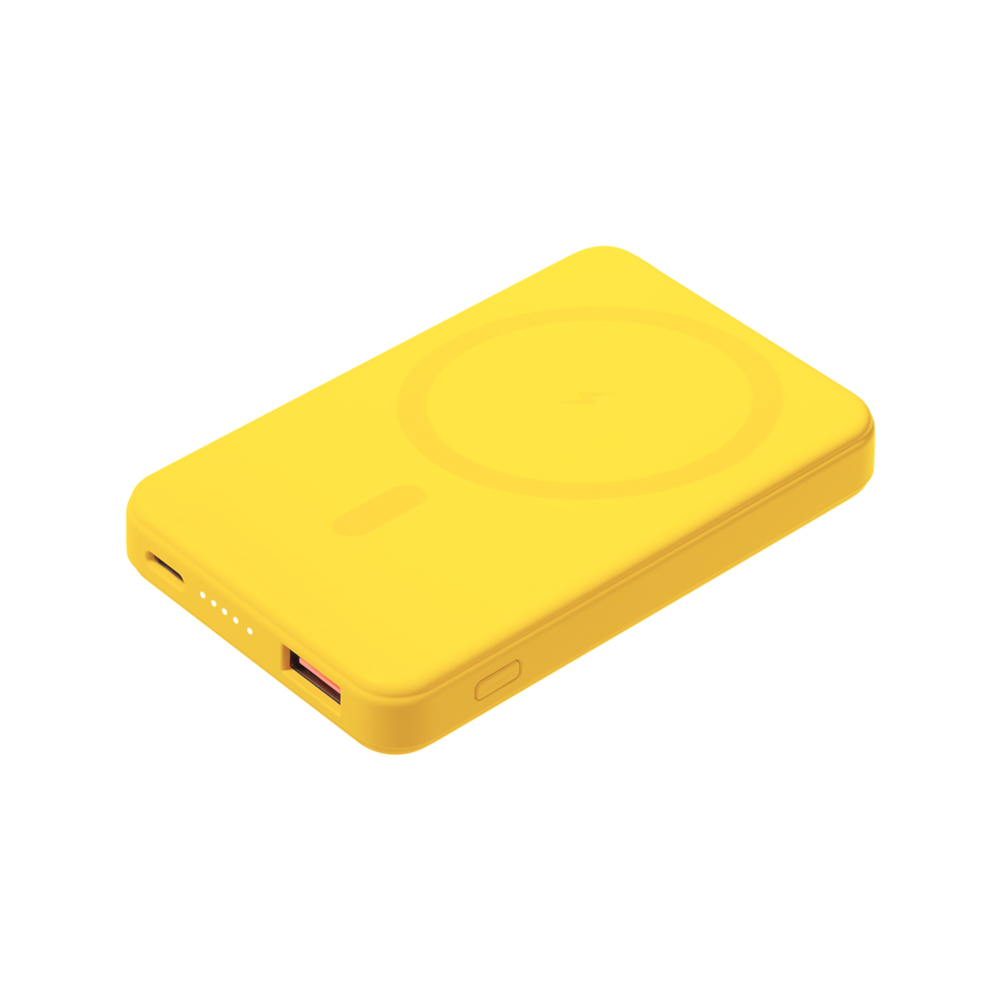 Внешний аккумулятор Ларго PD (Largo PD) 5000mAh с функцией беспроводной зарядки 15W, желтый