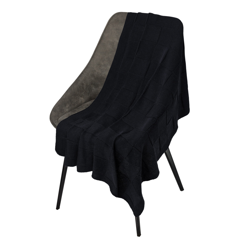 Плед Селла (Cella) вязаный, темно-синий (без подарочной коробки)