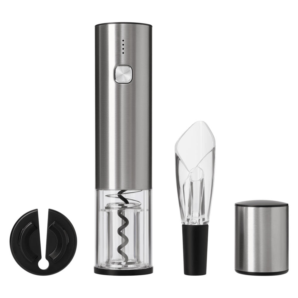 Набор для вина с электрическим штопором Винтаро (Vintaro), серебряный