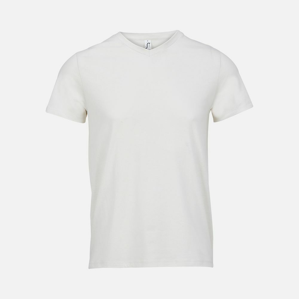 Футболка унисекс Regent с V-образным вырезом, молочно-белая