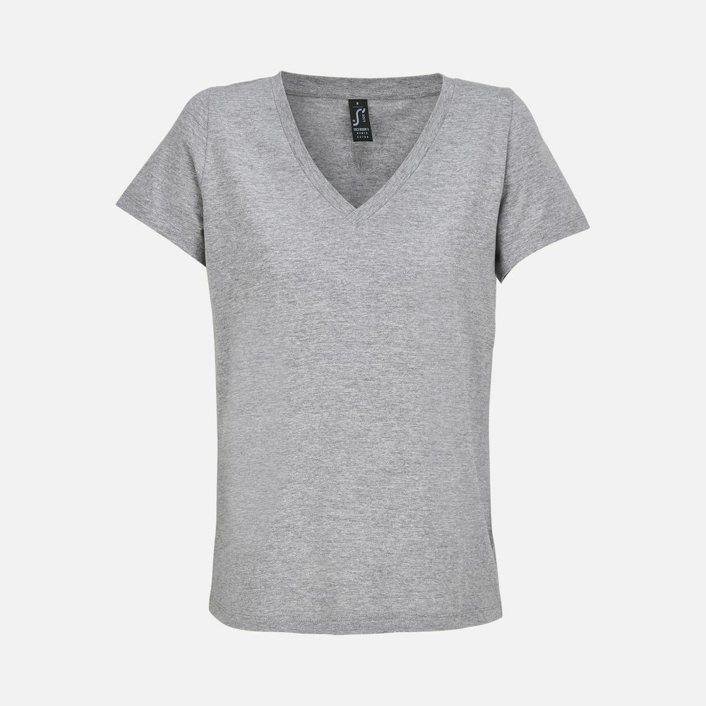 Футболка женская Regent Women с V-образным вырезом, серый меланж